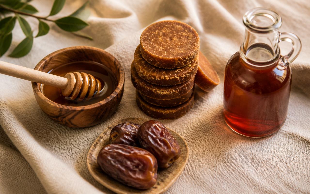 Natural sugar alternatives — honey, coconut sugar and dates